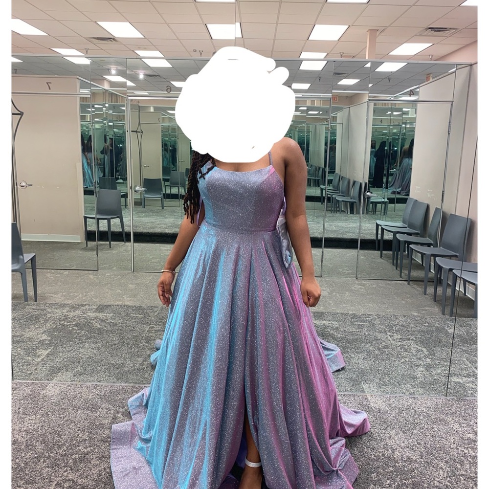 Blue and Purple Spaghetti Strap Prom Gown